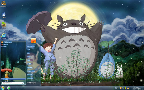 龙猫活跃场景win7主题